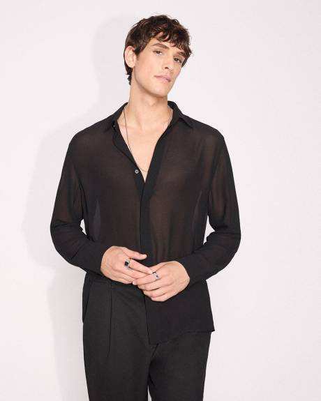 Regular-Fit Sheer Dress Shirt