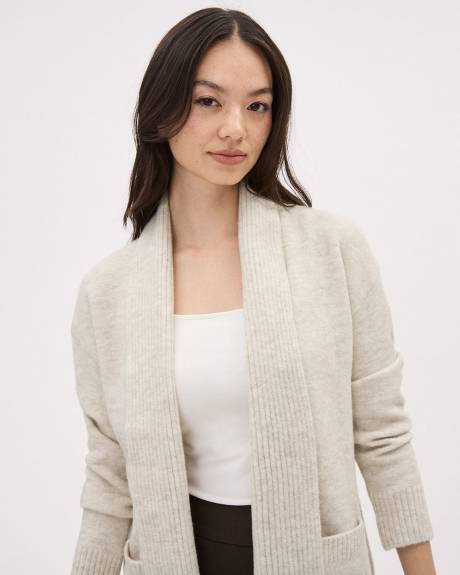 Cardigan Ouvert en Tricot Spongieux à Manches Longues