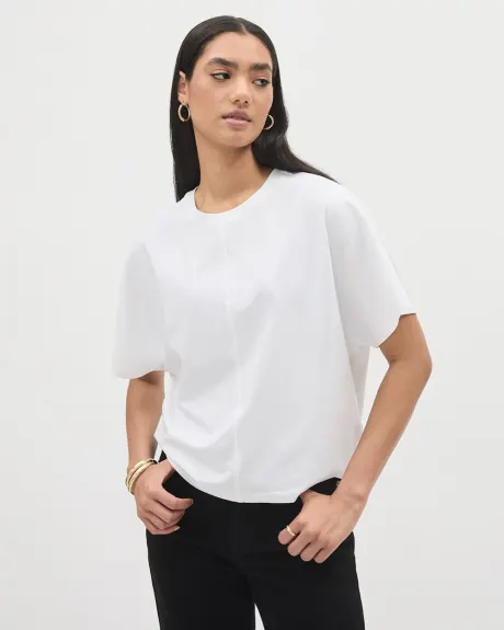 Short-Dolman-Sleeve Crew-Neck Cotton Tee