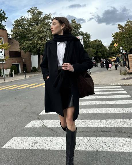 Manteau Classique en Laine à Trois Boutons