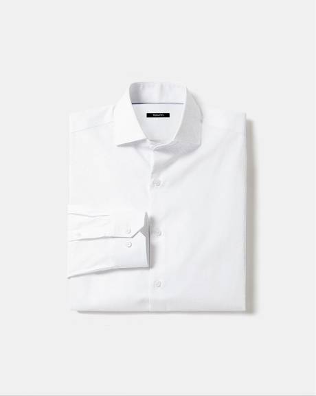 Chemise Habillée Blanche à Coupe Ajustée avec Motif Discret