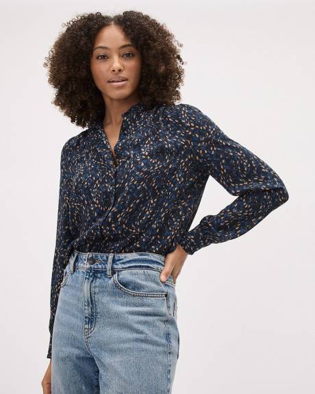 Blouse Boutonnée en Crêpe Soyeuse à Manches Longues