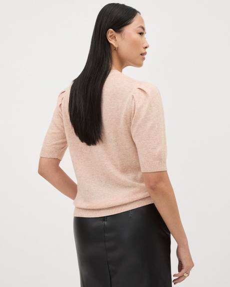 Elbow-Sleeve Crew-Neck Cashmere-Blend Sweater