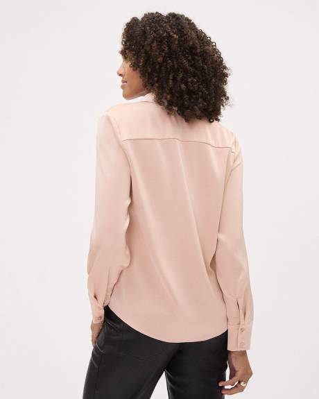 Blouse Boutonnée en Satin à Manches Longues