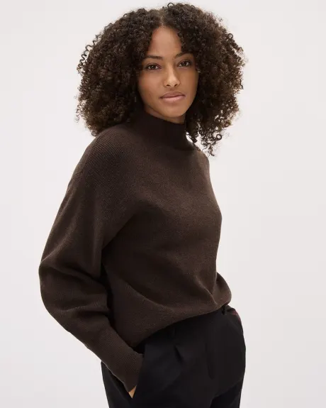 Long-Sleeve Mock-Neck Ribbed Sweater