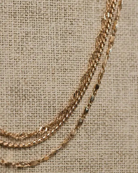 Short Triple-Chain Golden Necklace