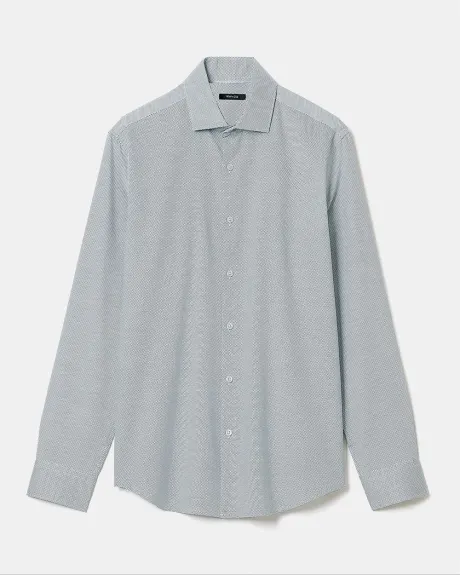 Chemise Habillée Bleue à Coupe Régulière en Dobby