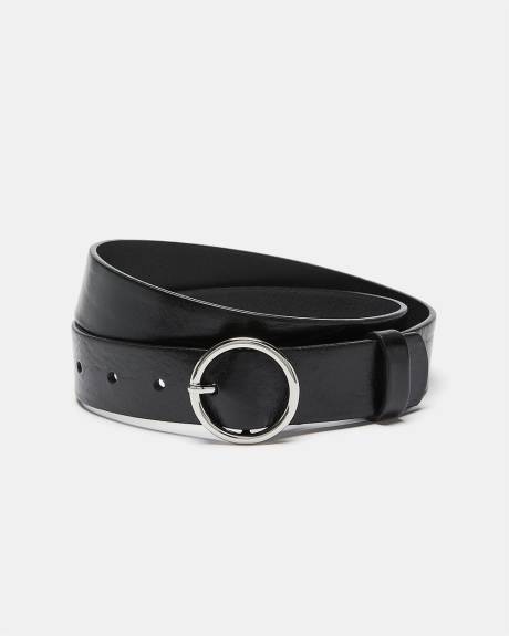 Ceinture en Cuir avec Boucle Ronde