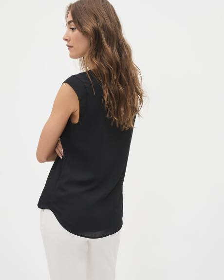 Basic Silky Crepe Cap Sleeve Blouse