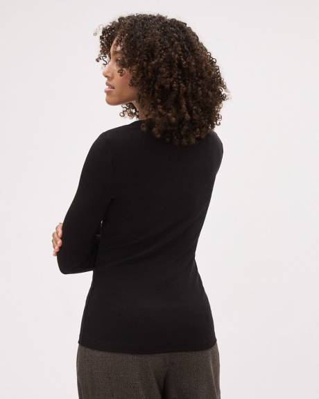 Long-Sleeve Scoop-Neck Fitted Ribbed Tee