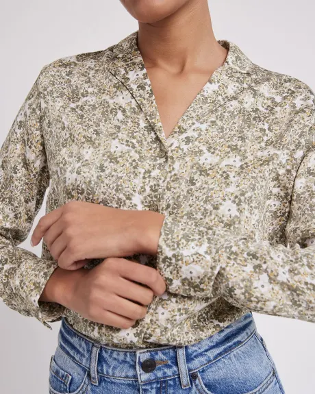 Blouse Fluide Boutonnée à Manches Longues