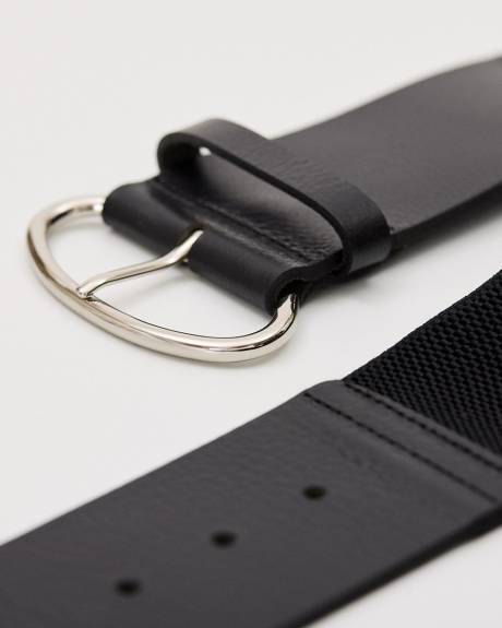 Large Elastic Leather Waist Belt