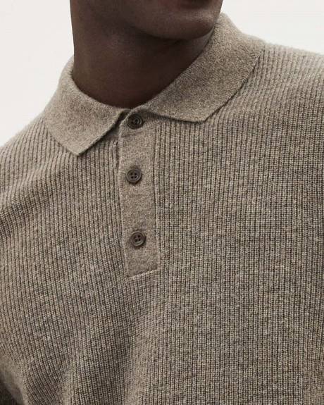 Long-Sleeve Wool-Blend Polo Sweater