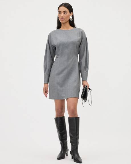 Long-Sleeve Crew-Neck Flare Dress