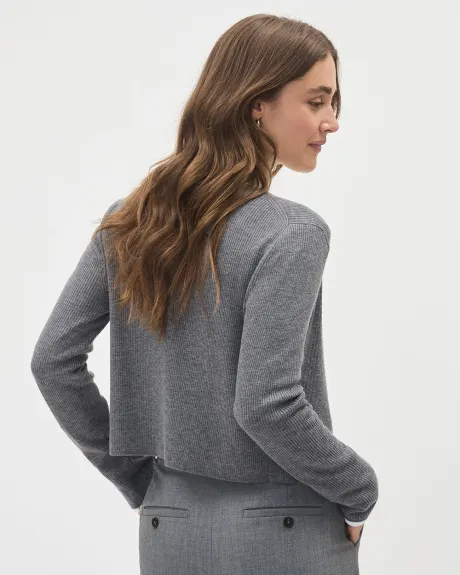 Long-Sleeve Buttoned-Down Ribbed Cardigan