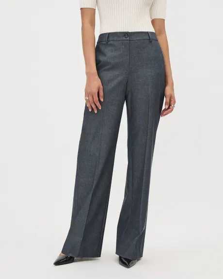 Pantalon en Chambray à Taille Mi-Haute et Jambe Large