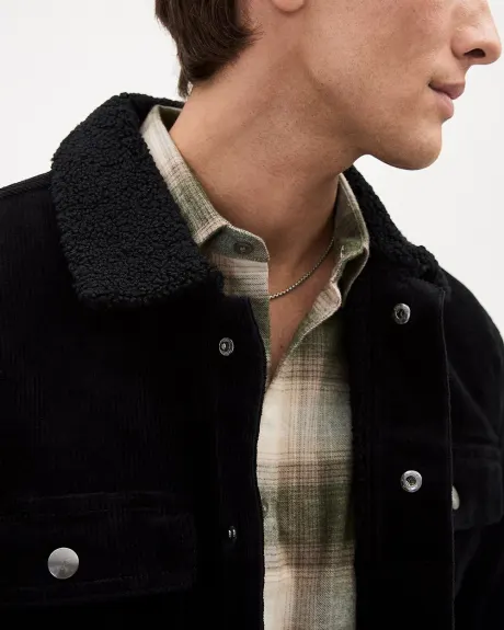 Corduroy Jacket with Sherpa Shirt Collar