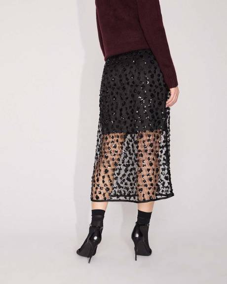 High-Rise Sequins Midi Skirt