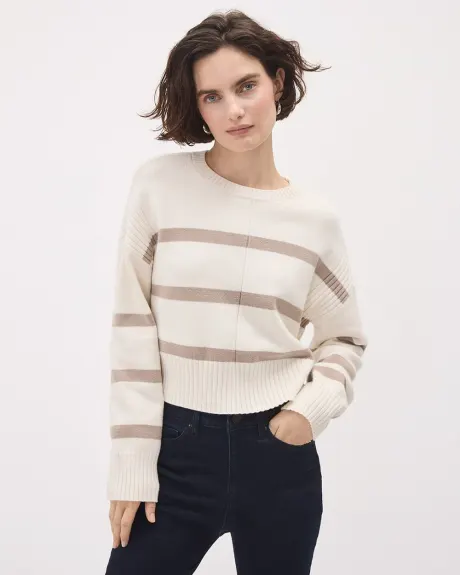 Cropped Boxy Striped Sweater