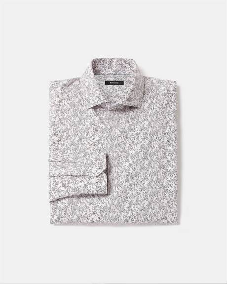 Chemise Habillée à Coupe Ajustée à Micro Motif Feuillagé