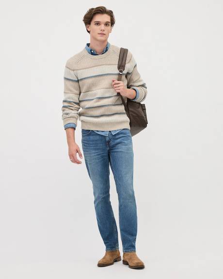 Striped Long-Sleeve Crew-Neck Sweater