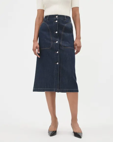 Denim High-Rise A-Line Skirt