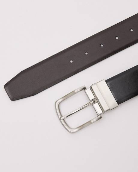 Ceinture Réversible en Cuir Noir et Brun