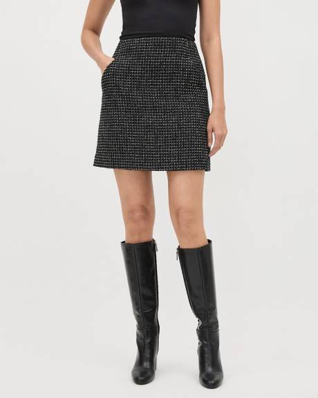 Tweed A-Line Mini Skirt with Pockets