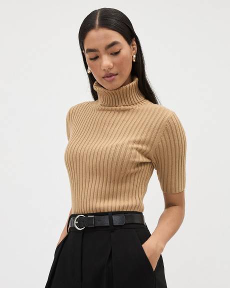 Ultra-Soft Elbow-Sleeve Turtleneck Sweater