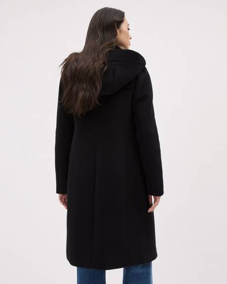 Hooded Wool Coat with Toggle Closure