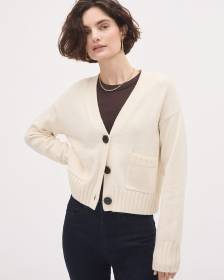 Cropped Boxy Cardigan with Pockets