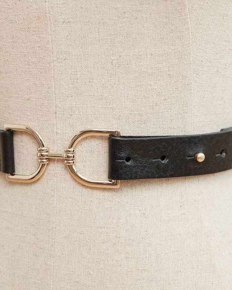 Waist Leather Belt with Metal Buckle