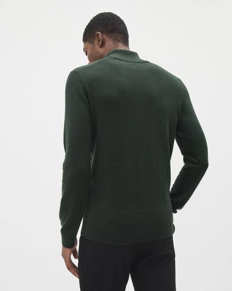 Long-Sleeve Half-Zip Mock-Neck Sweater