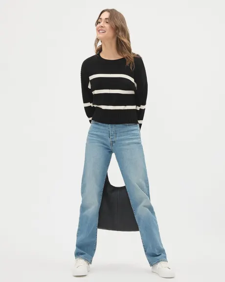 Cropped Boxy Striped Sweater