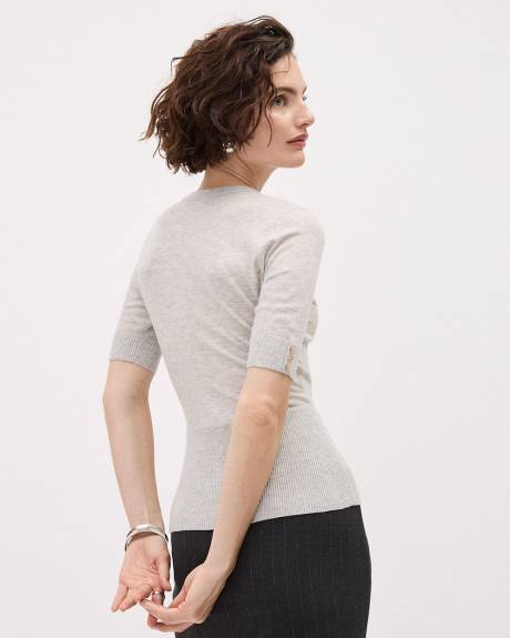 Elbow-Sleeve Crew-Neck Sweater