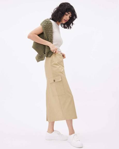 Straight Midi Skirt with Cargo Pockets