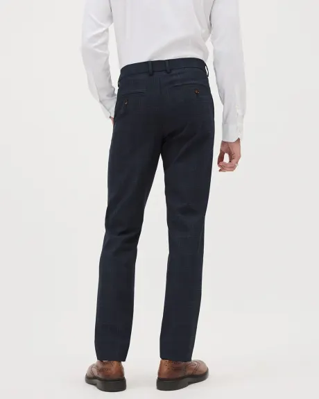 Navy Checkered Slim-Fit City Pant