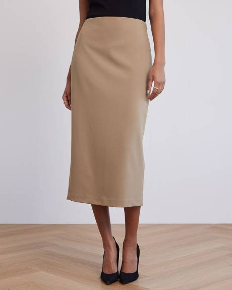 Twill Pencil Midi Skirt