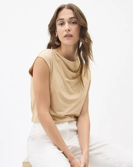 Extended-Sleeve Top with Cowl Neckline