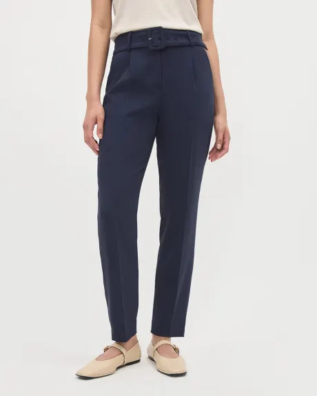 Tapered-Leg High-Rise Ankle Pant with Belt