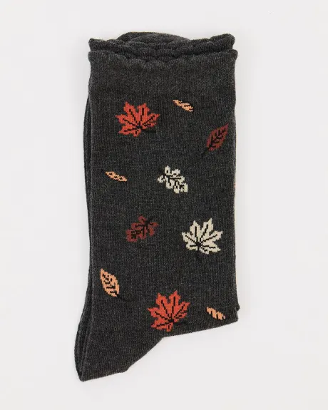 Cotton Socks with Autumn Leaves