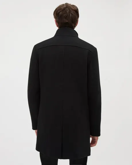 Classic Solid Mock-Neck Wool Coat with Dickey