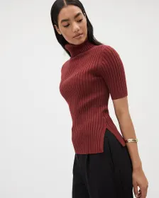 Pull Ultra Doux à Manches aux Coudes et Col Roulé