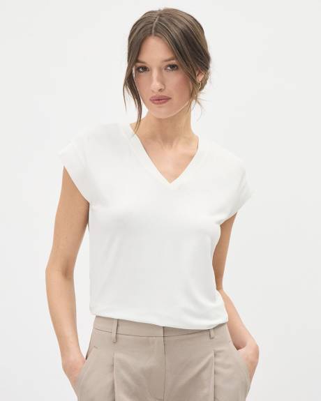 Extended-Sleeve V-Neck Tee