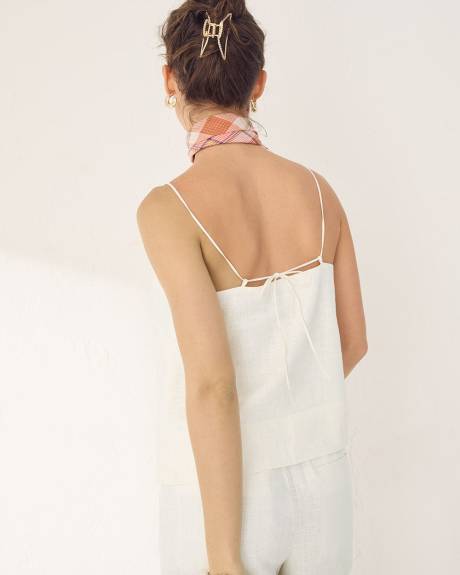 Camisole à Col carré en Mélange de Lin