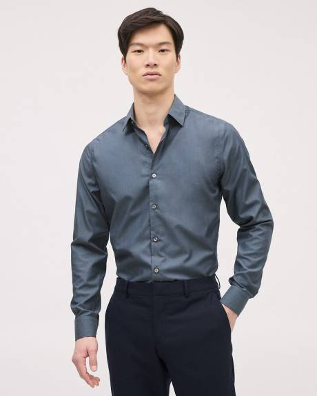 Slim-Fit Denim-Like Dress Shirt