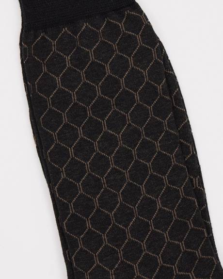 Black Dress Socks with Geometric Pattern