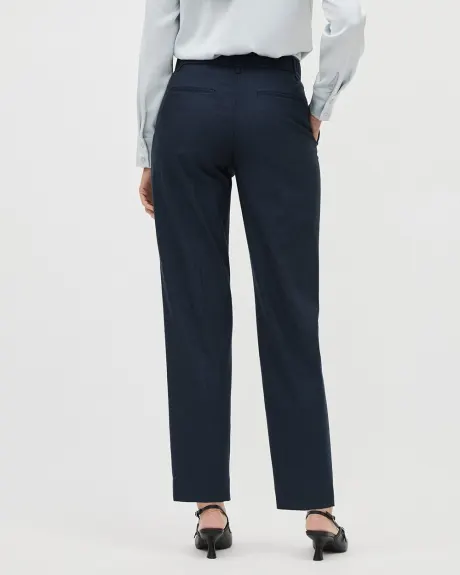 Pantalon Indigo en Flanelle à Jambe Fuselée et Taille Mi-Haute