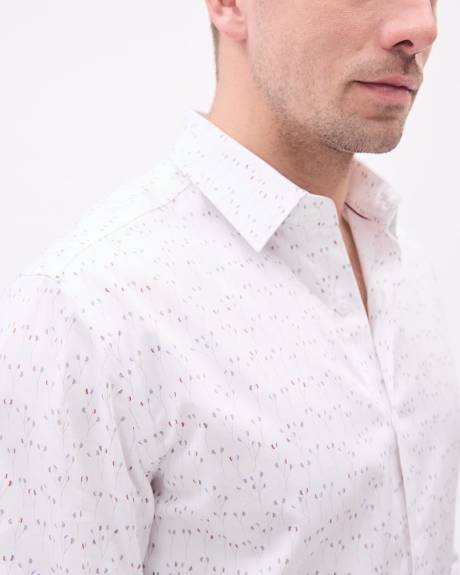 Chemise Habillée Blanche à Coupe Ajustée avec Motif Floral