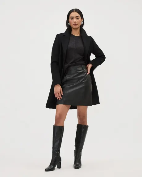 Faux Leather Black A-Line Mini Skirt